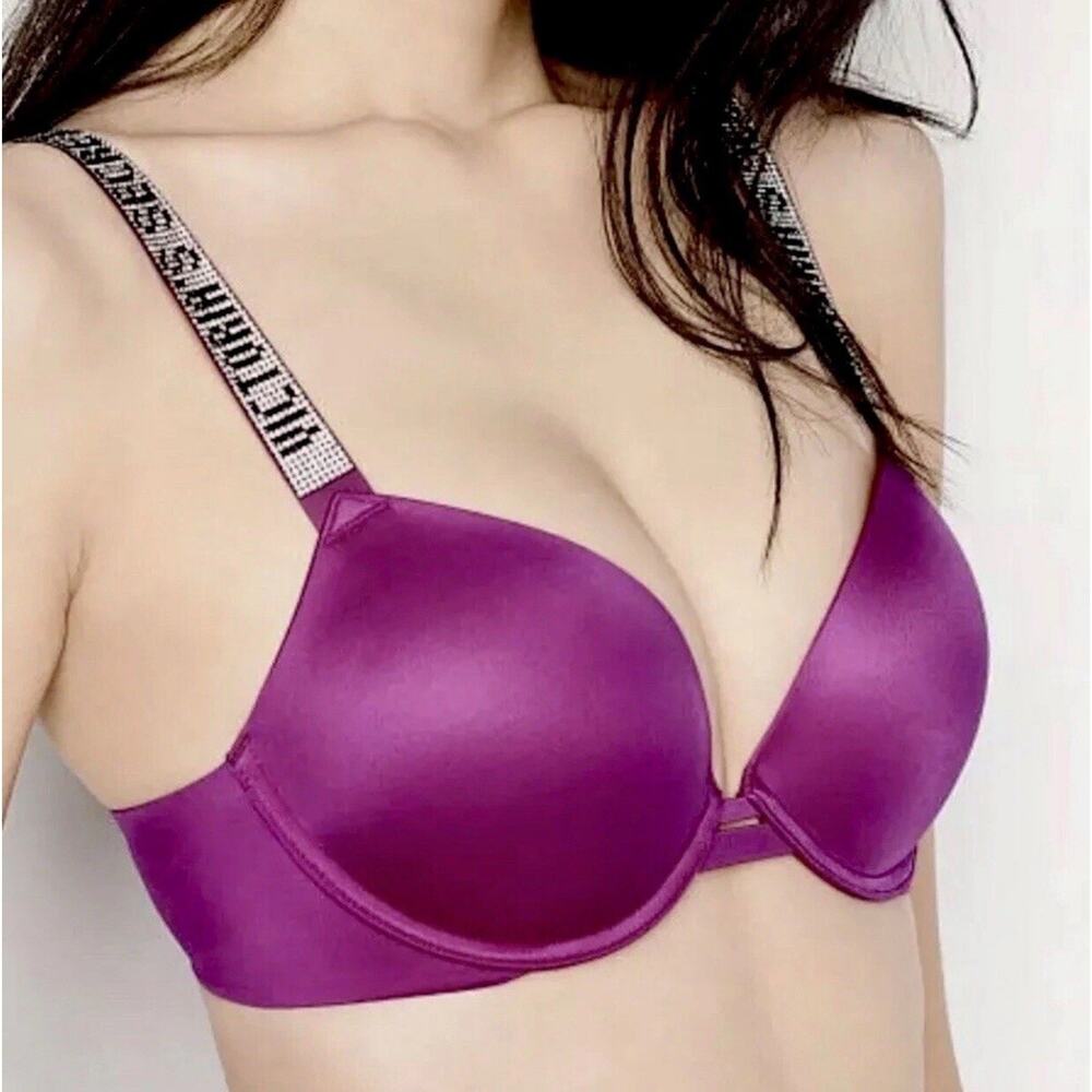 Victoria’s Secret Very Sexy 34D EMBELLISHED CRYSTAL STONE Bra Plum‎ Glam Y2K 90s